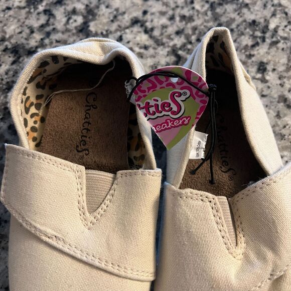 Chatties Toddler Girls Sz 9/10 Slip On Ballet Flats Shoes Canvas Ivory - Picture 2 of 5